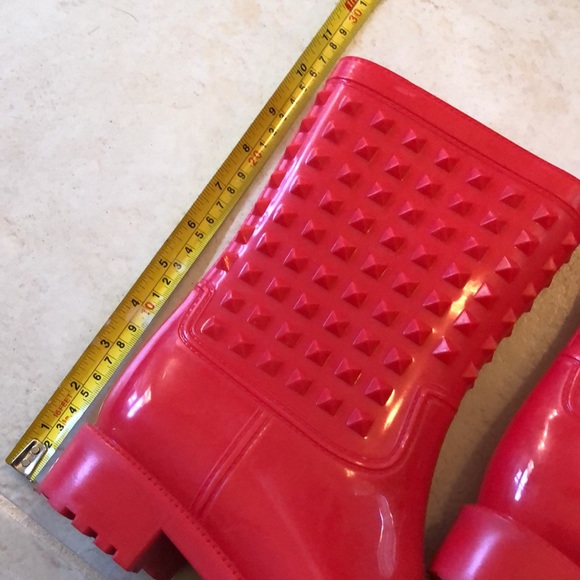 ❤️Soho Funky Red on Red Detail Rubber Plastic Rugged bottom galoshes Boots - Picture 11 of 13